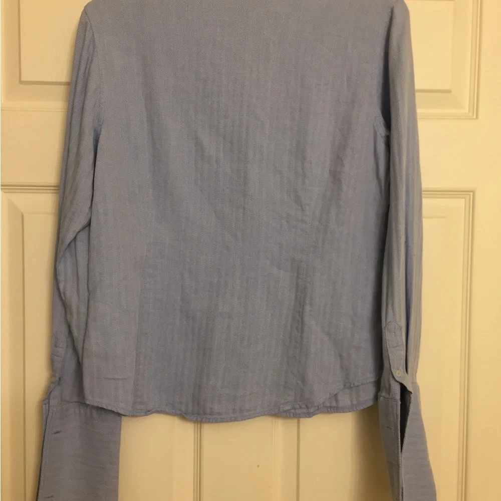 Blue long sleeve button down shirt to be worn with cuffings - Picture 2 of 3